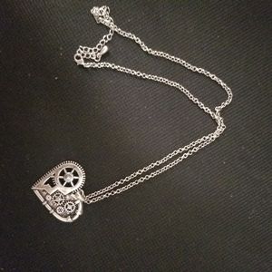 Steampunk silver heart necklace from Spencer's
